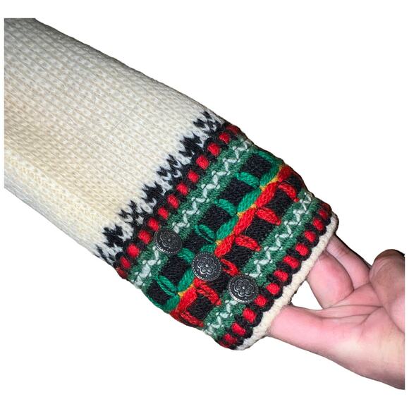 Vintage Norwegian Nordstrikk Wool Fair Isle Cardigan Pewter Toggles Unisex S/M - Picture 10 of 11